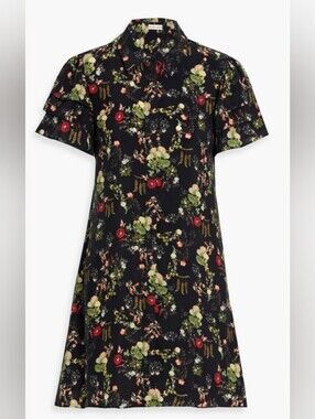 Alice + Olivia Black Floral Dress with Red and Green Accents A Must Have
